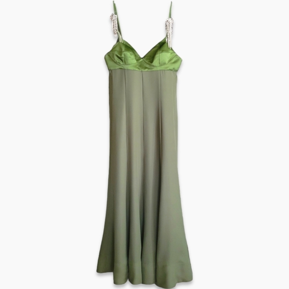 3.1 PHILLIP LIM Fluid Flare Bustier Prom Gown Olive Green - Picture 4 of 16